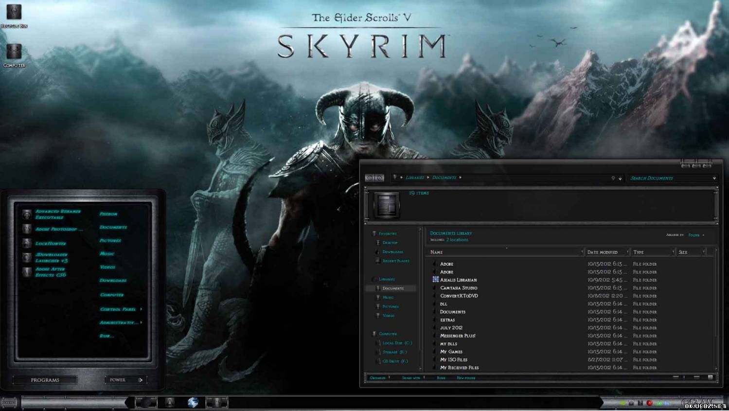 Skyrim Cold Steel Theme / Тема для Windows 7 в стиле игры Skyrim